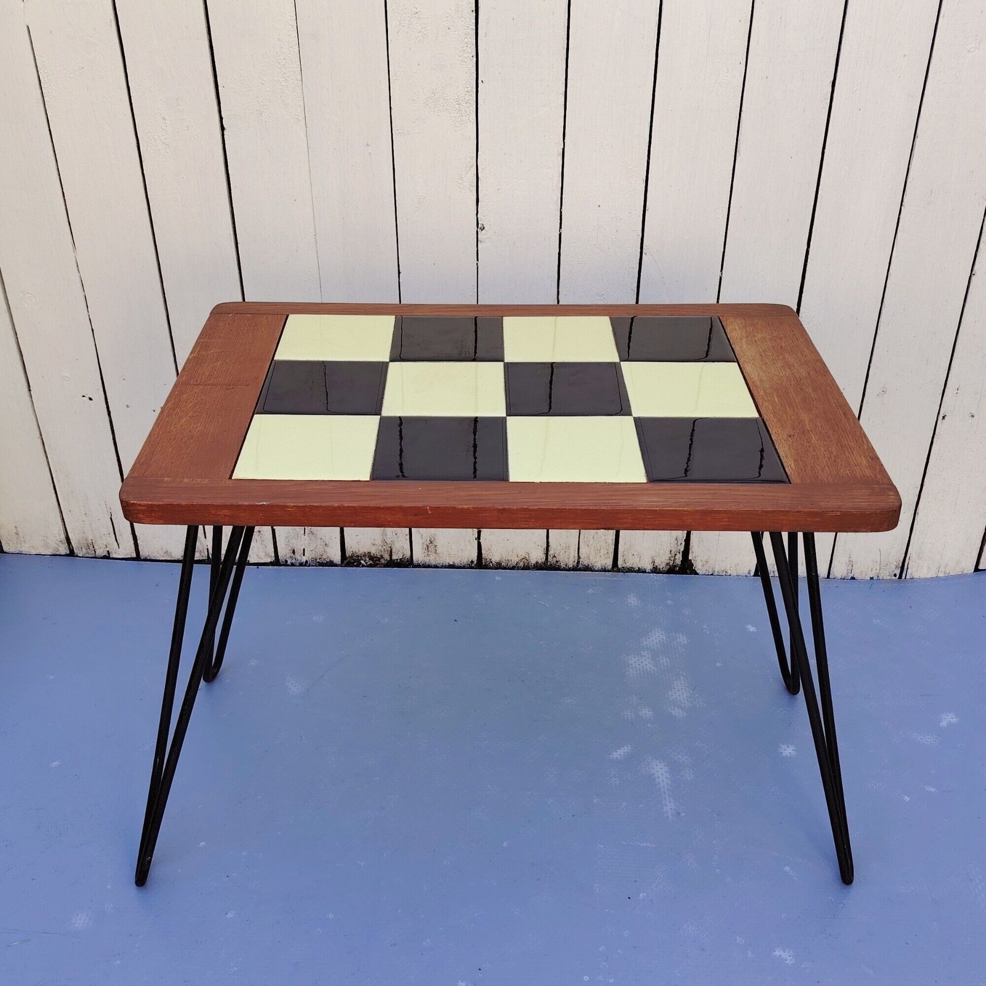Folding side table, 50s design, trumpet legs, vintage