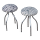 Lot de 2 tabourets champignon vintage DESIGN en métal chromé et assise velours Léopard