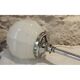 Chrome metal lamp with glass globe, Art Deco style, 20th century period.