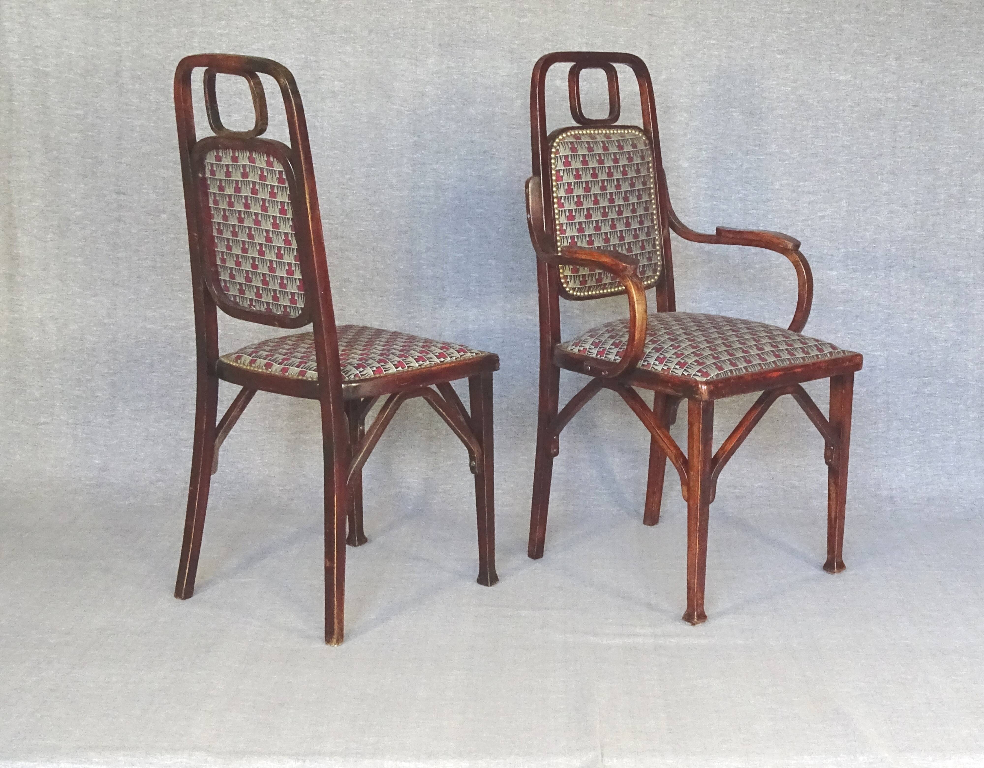 2 chaises et 1 fauteuil Secession Viennoise, 1910-1914