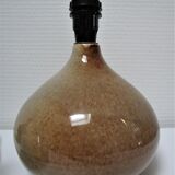 Three vintage ceramic lamps in blue, white and suede