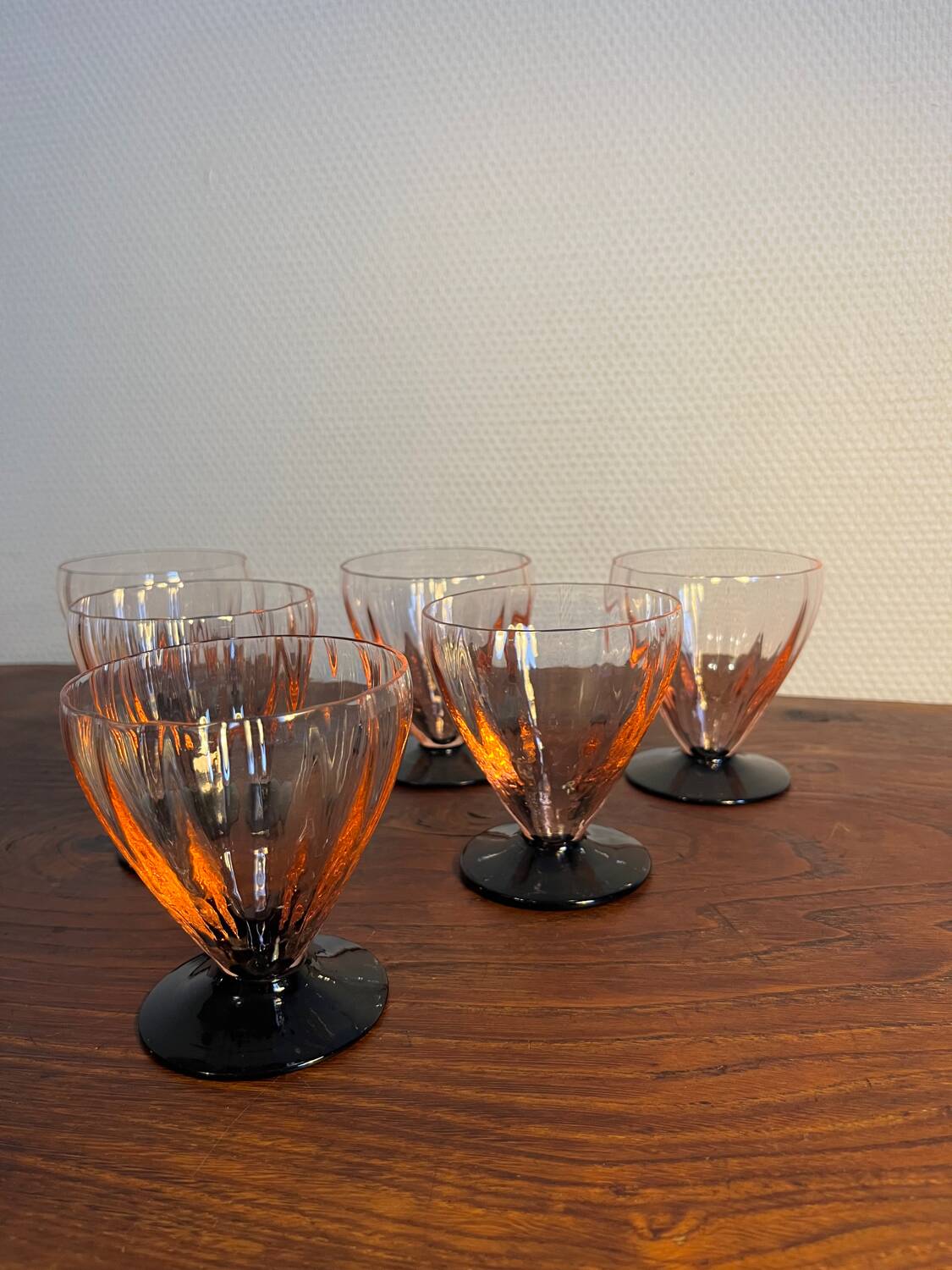 Art Deco sorbet ice cream cup in bubbled glass from the 60s