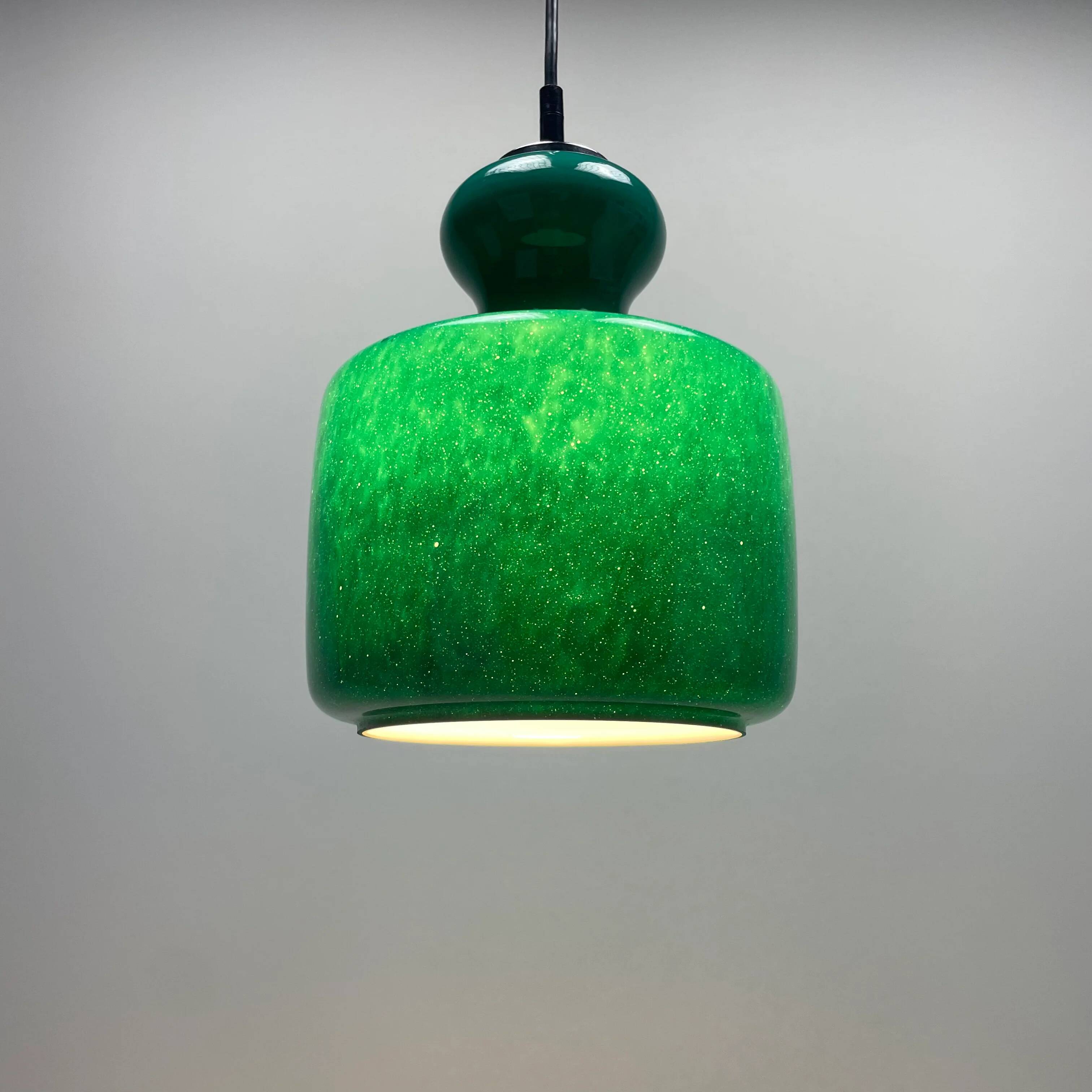 Rare green galaxy glass suspension light by Peill and Putzler 1960