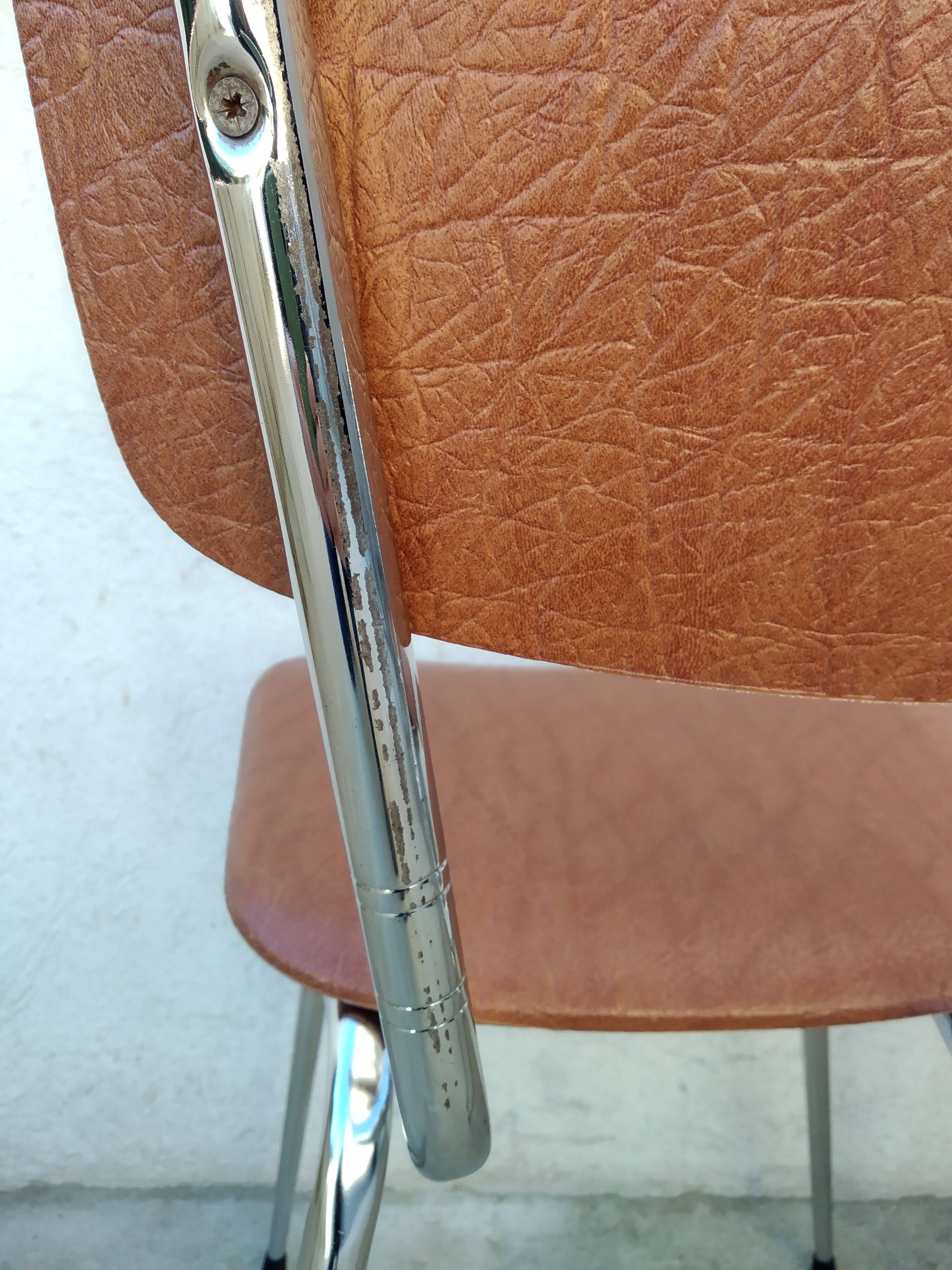 Set of 2 kitchen chairs in imitation leather from the 60s and 70s
