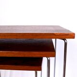 Set of teak and chrome nesting tables by Brabantia