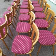 Set of 20 vintage wooden bistro chairs with cushions, year 7