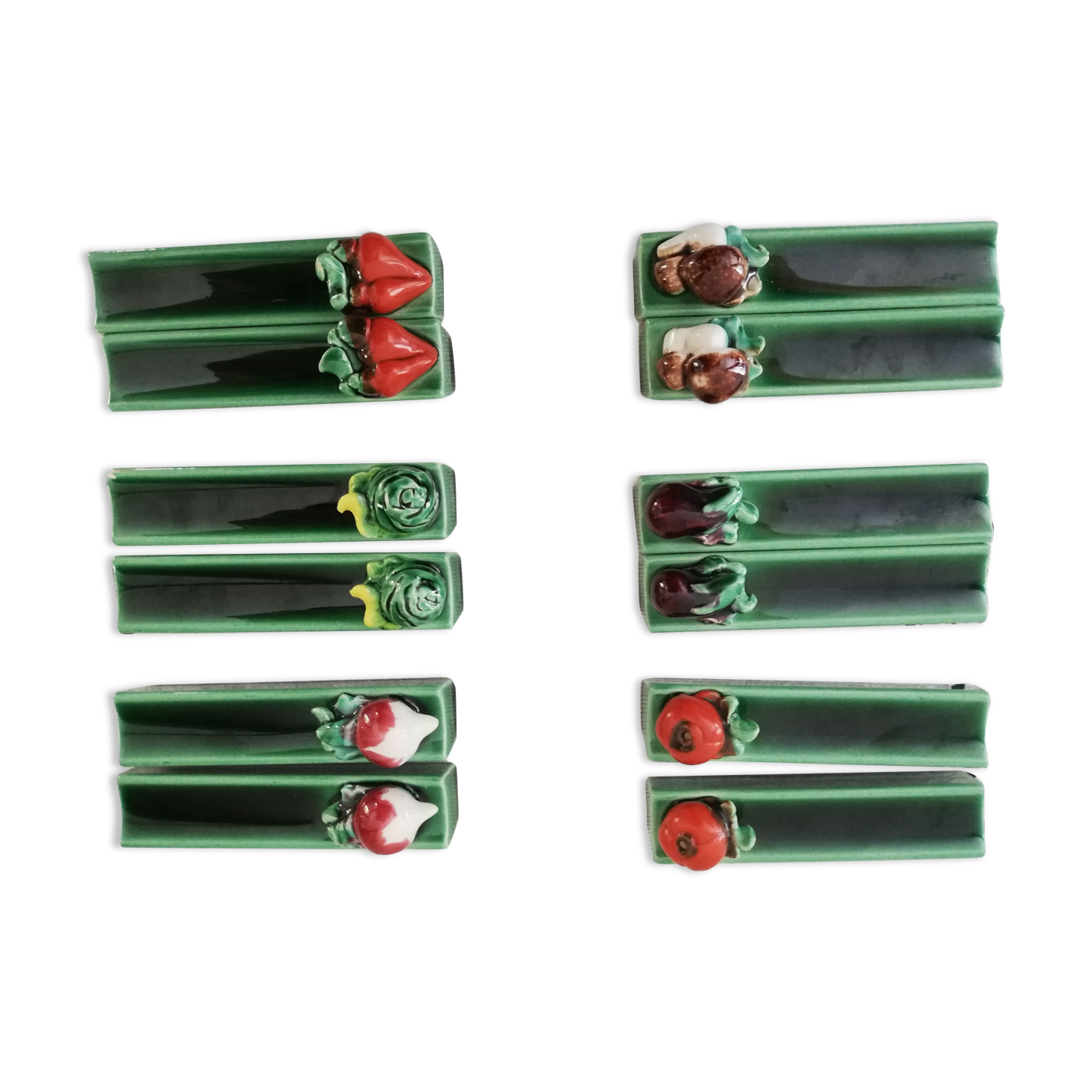 Lot de 12 porte couteaux céramique décor légumes