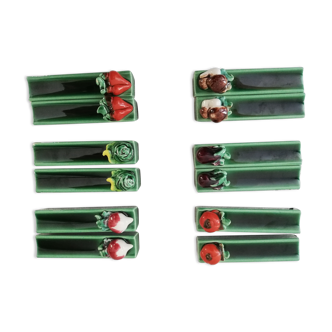 Set of 12 ceramic knife holders decoration vegetables