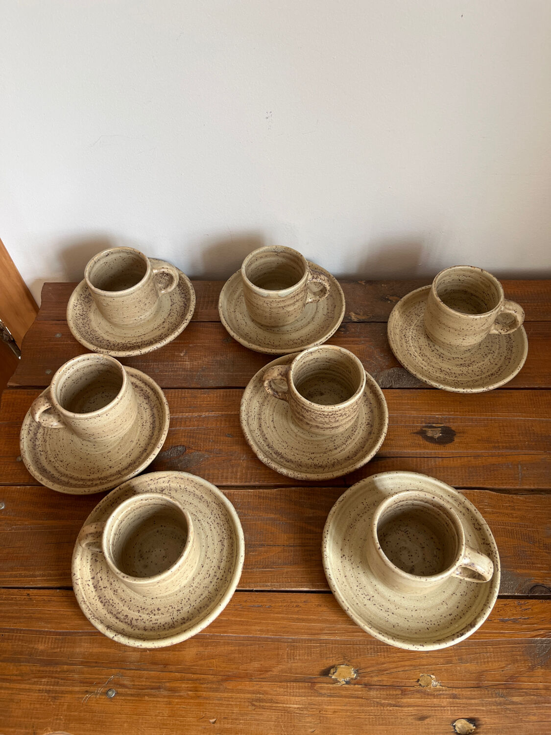 7 stoneware coffee cups