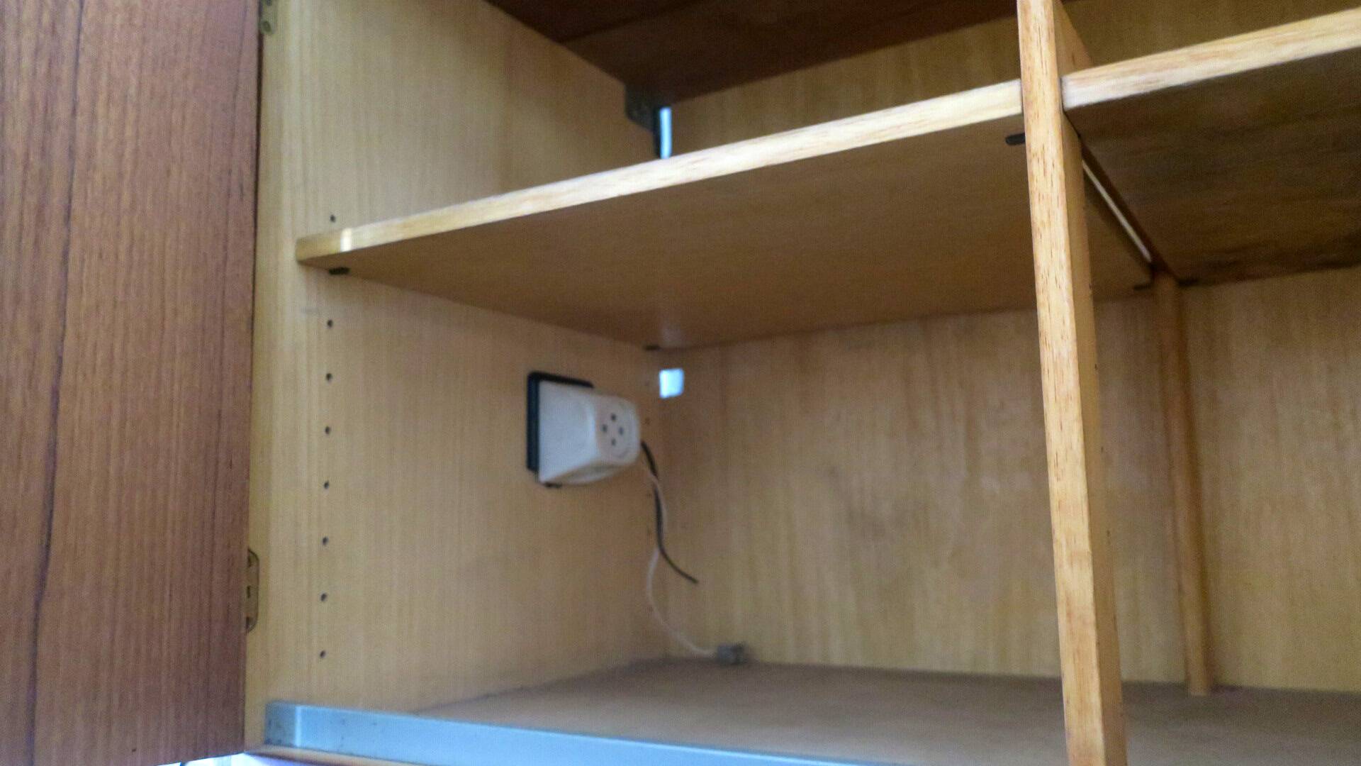 Danish teak flip-top media wall cabinet, 1960s