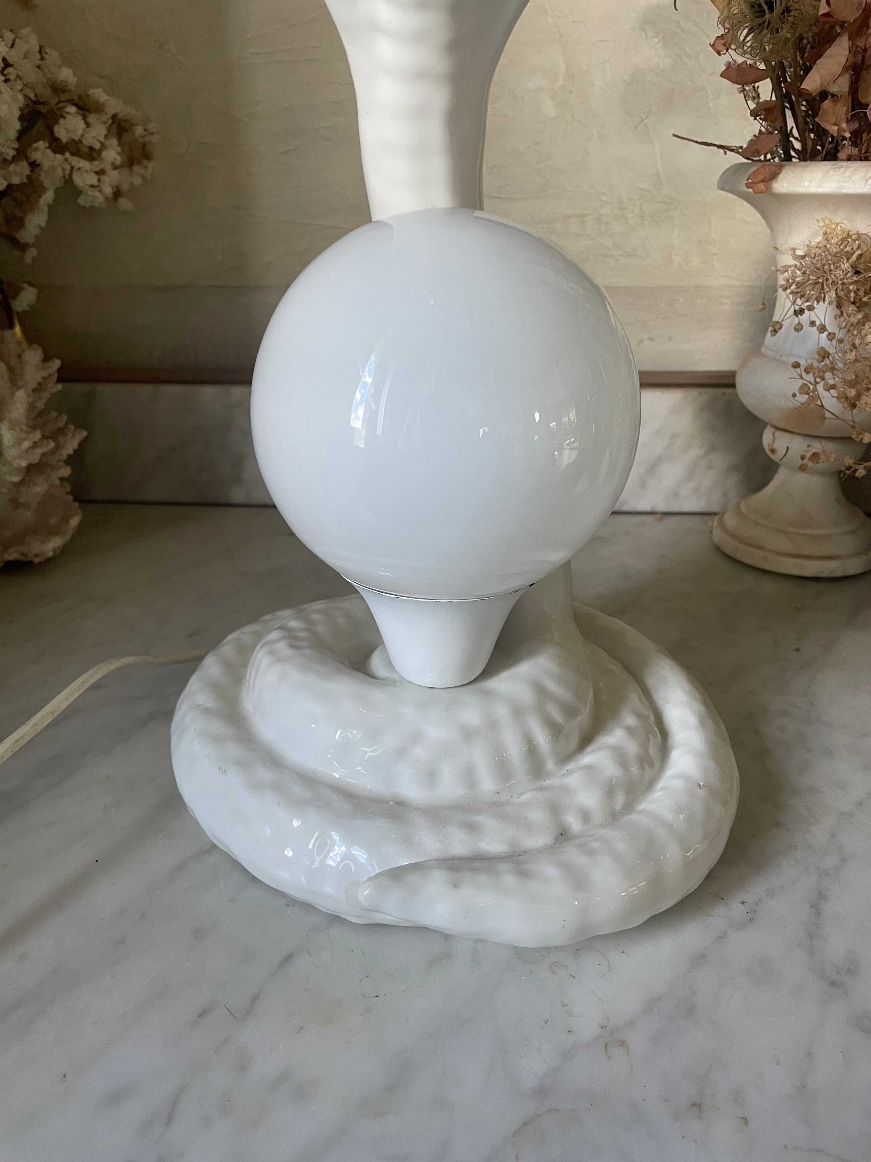Vintage cobra lamp in ceramic and opaline