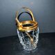 Vintage gold cut crystal ice bucket - ice cube pot + tongs CRISTAL AG