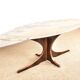 Oval coffee table in Carrara marble and rosewood, Hugues Poignant 1960