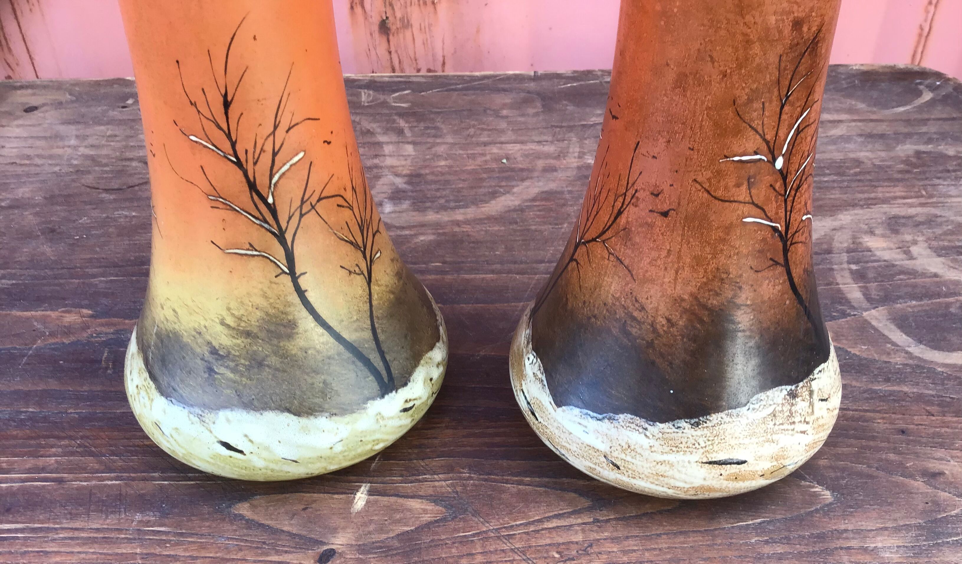 Pair of vases signed Legras