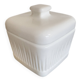 Vintage White Opaline Butter Dish 1970s