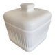Vintage White Opaline Butter Dish 1970s