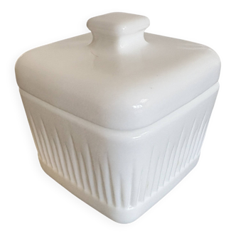 Vintage White Opaline Butter Dish 1970s