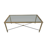 Brass and glass rectangular coffee table years 70