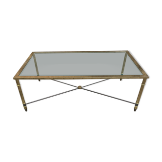 Brass and glass rectangular coffee table years 70