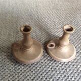 Pair of stoneware candle holders