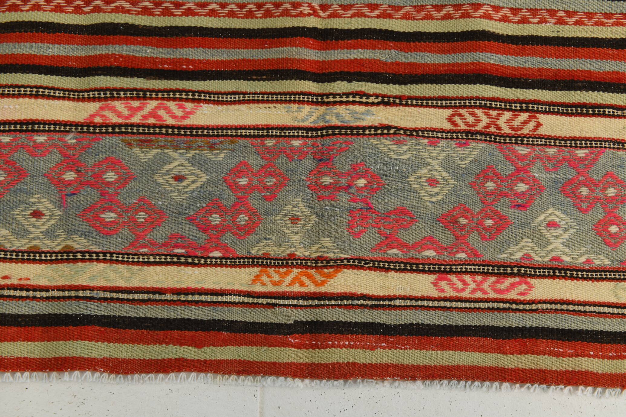 Red & Orange Mid Century Modern Kilim Rug, 174x267Cm