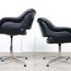 Chaise pivotante vintage en simili cuir noir italien et chrome