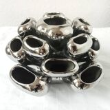 Vintage Vase • Alien • Chrome Ceramic • Post Space Age • 1980