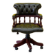 Chesterfield Revolving Captain's Chair with Green Leather Upholstery