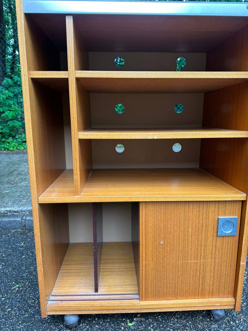 Berlioz 1970 storage cabinet on wheels in oak