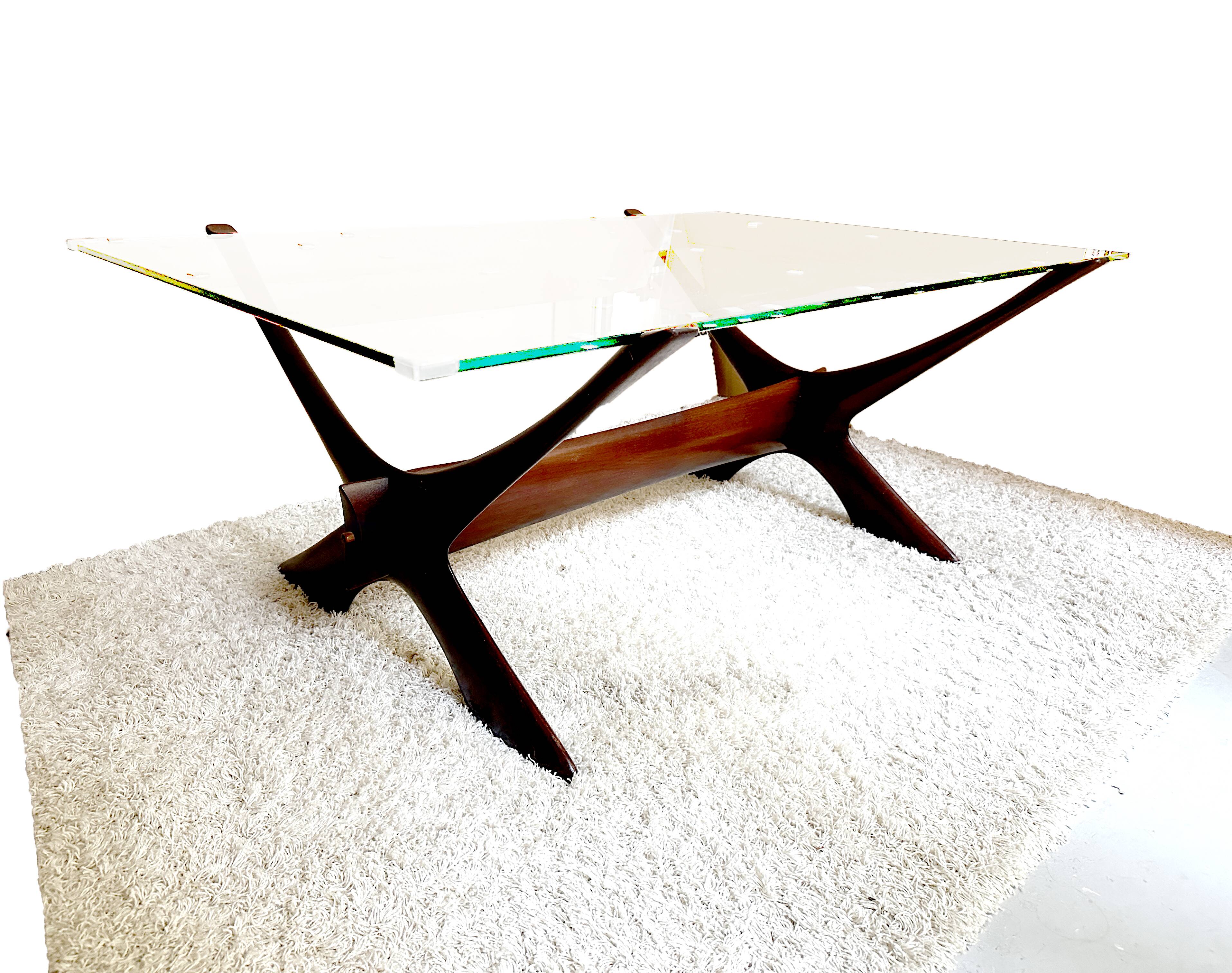 Condor coffee table by frederik schriever-abeln  with new glass tabletop
