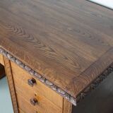 Bureau / Comptoir de Magasin Antique Art Nouveau en Chêne Sculpté, Pays-Bas, Début du 20ème Siècle