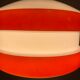 Suspension opaline orange et blanche verre années 60