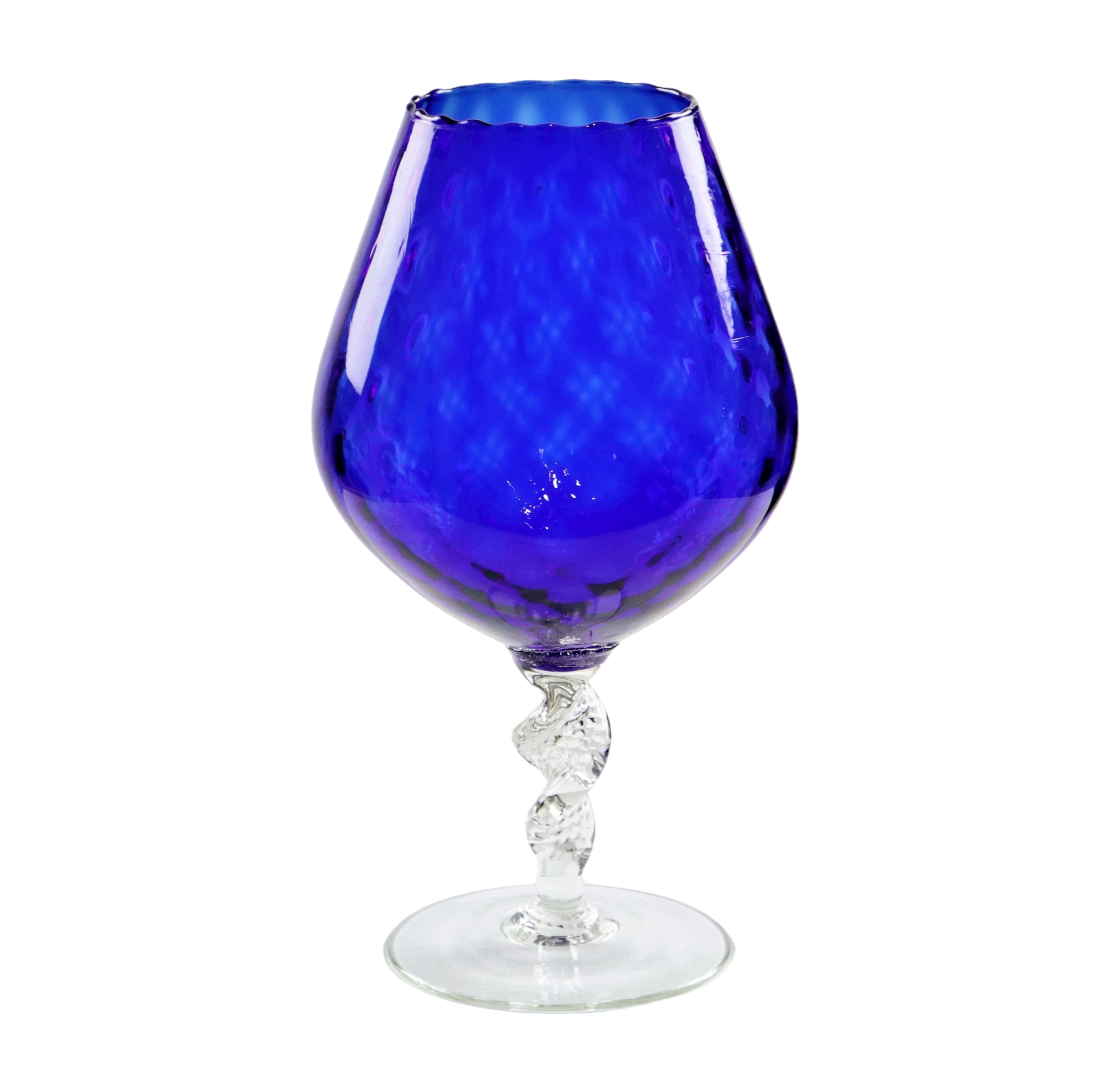Blue glass snifter vase brandy cognac cobalt empoli italy 33cm