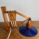 Accordion lamp, wall light, wooden reading light with enameled sheet metal