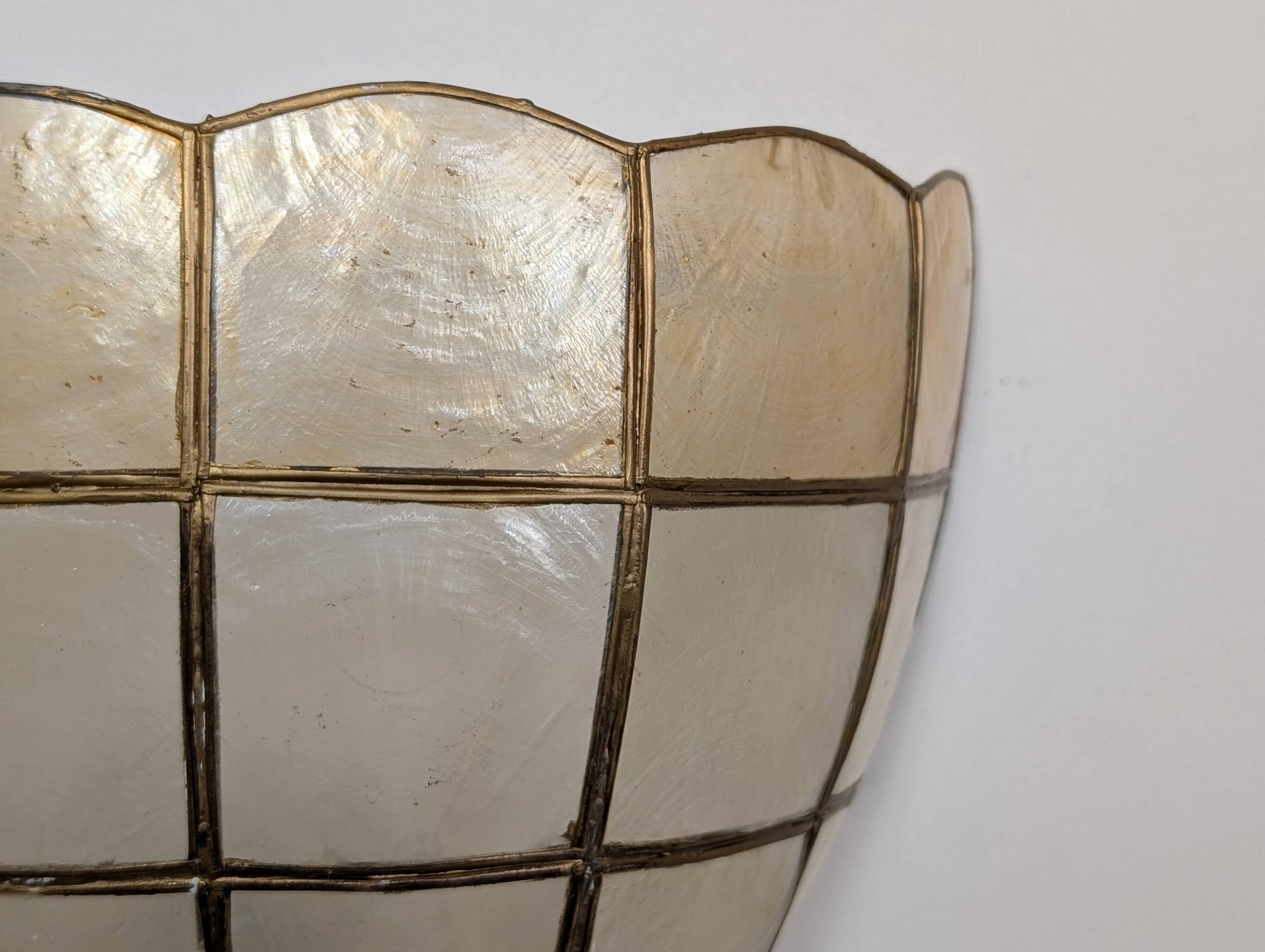 Pair of mother-of-pearl wall lights