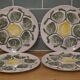 Set of 4 Belon earthenware oyster plates – 25 cm – yellow & green