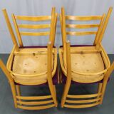 1960s Set of Four Beech Dining Chairs, Czechoslovakia