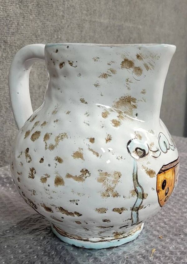 Sicile Pluchino Del Chiaro : vase Vintage en céramique a décors peints