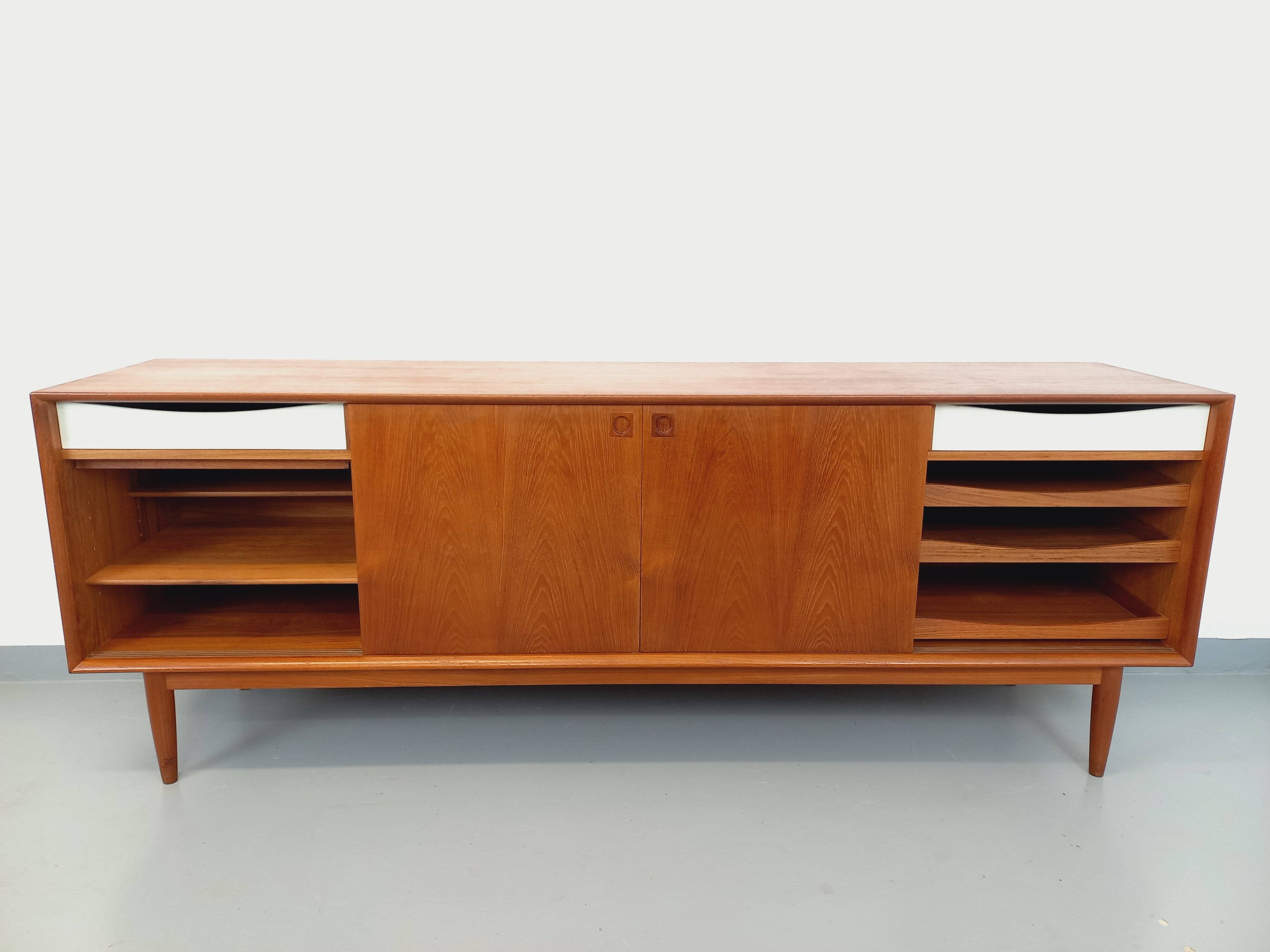 Vintage Scandinavian teak sideboard from the 60s by designer Edvard Valentinsen for Samcom