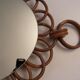 Vintage oval rattan sun mirror - 41x28cm