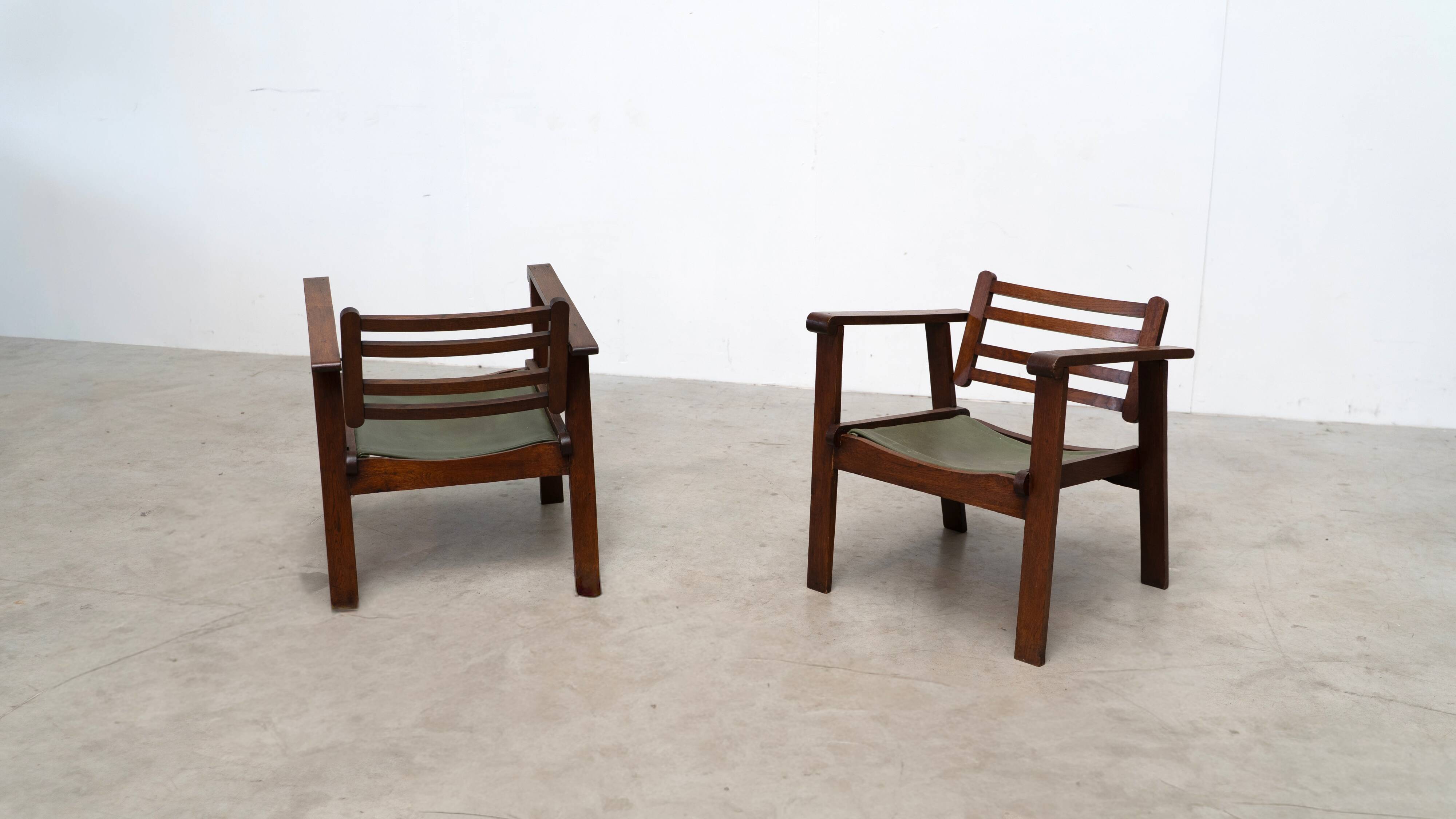Set of two early French lounge chairs