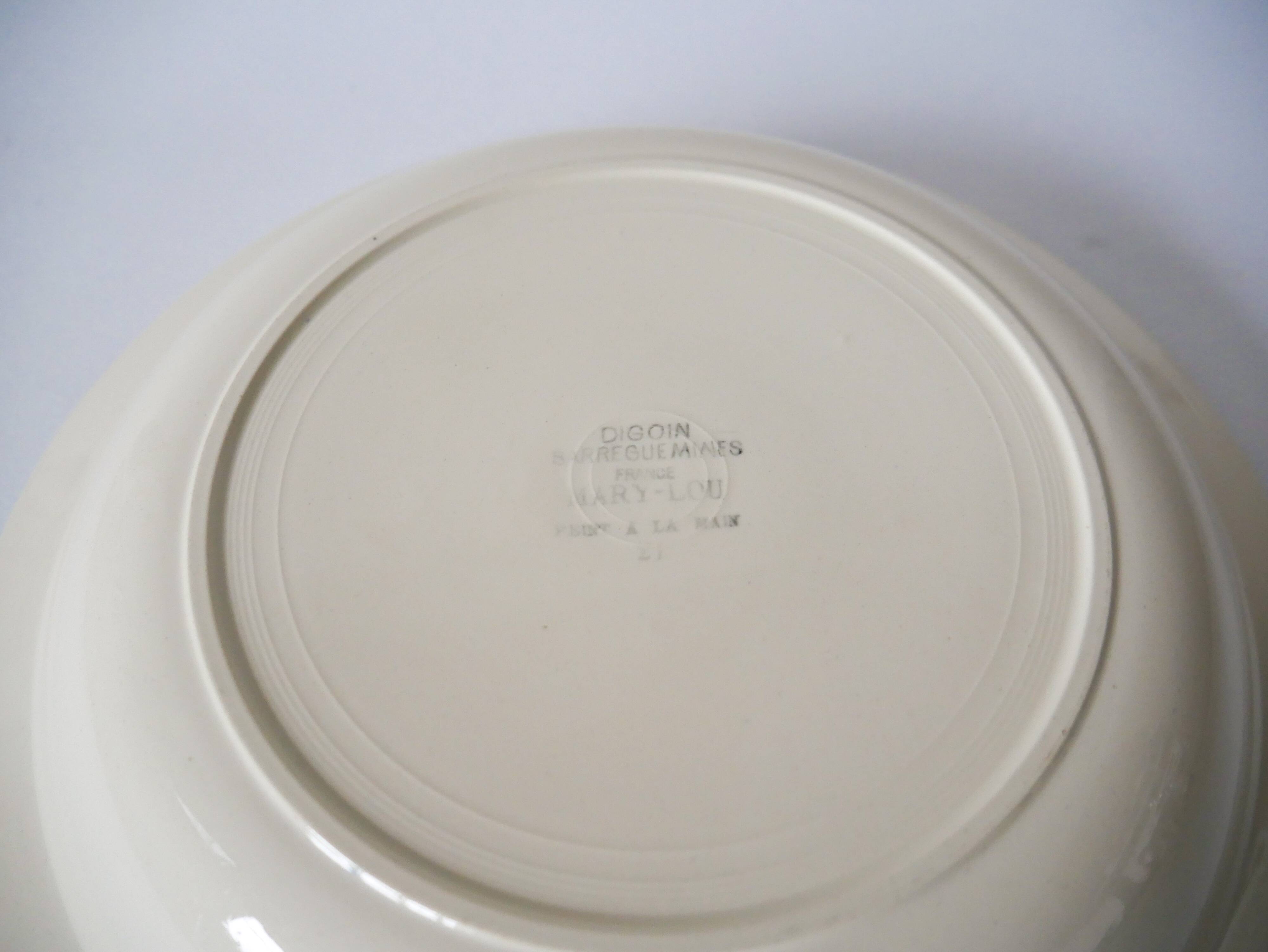 Hollow dish digoin sarreguemines model "mary-lou" 1940