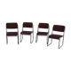 Set de 4 chaises vintage chrome et tissu marron
