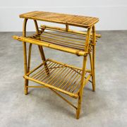 Table basse rotin et bambou années 60, avec son porte revue