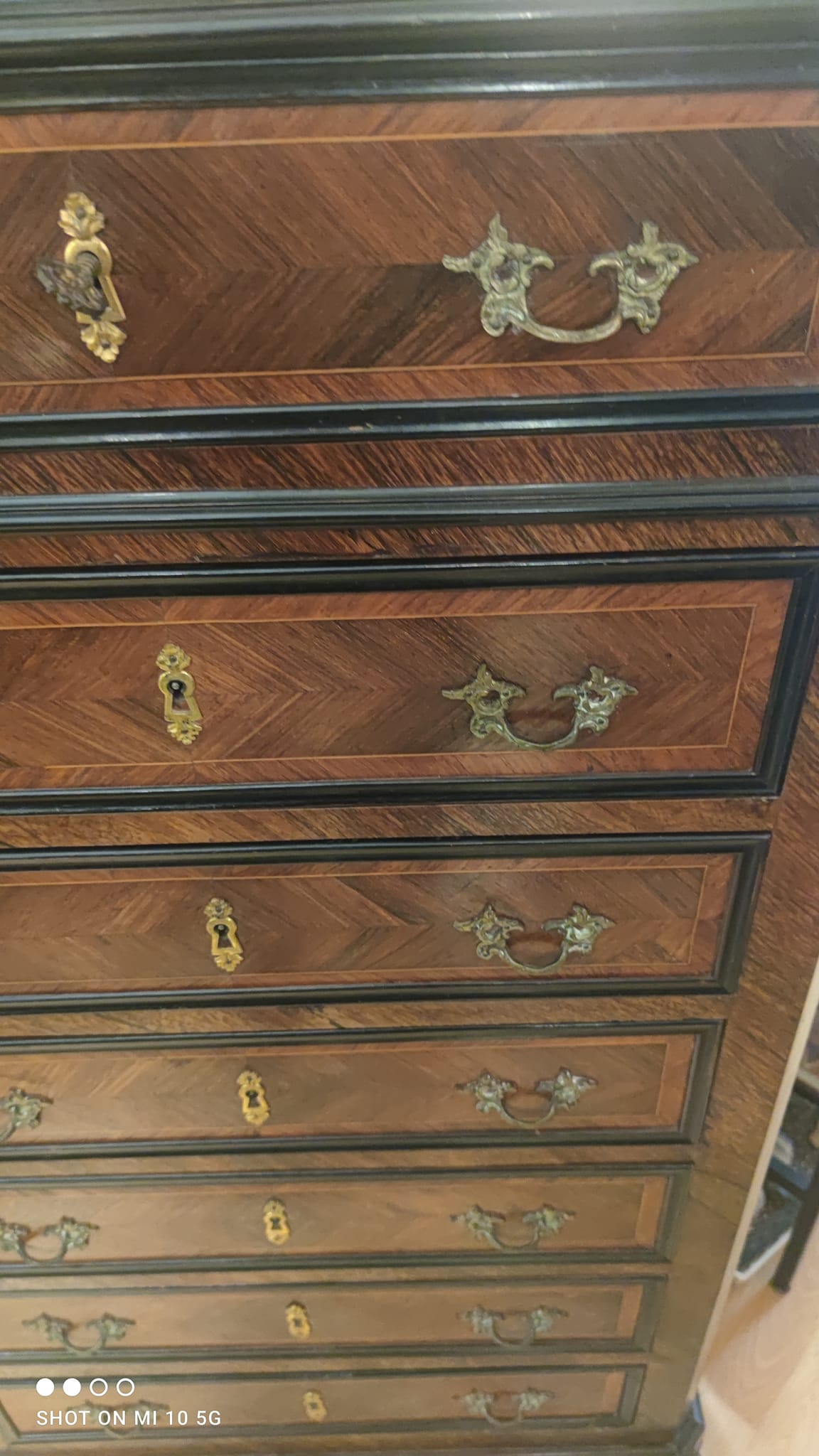 Weekly cabinet in rosewood from Rio and India and blackened pear Napoleon III
