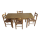 Table bois avec 2 rallonges + 4 chaises bois paillées
