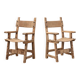 Pair of carved Brutalist Armchairs, Spain, 20th Century