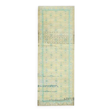 Vintage Turkish Oushak Handmade Wool Cotton Orange Runner Rug 108x294
