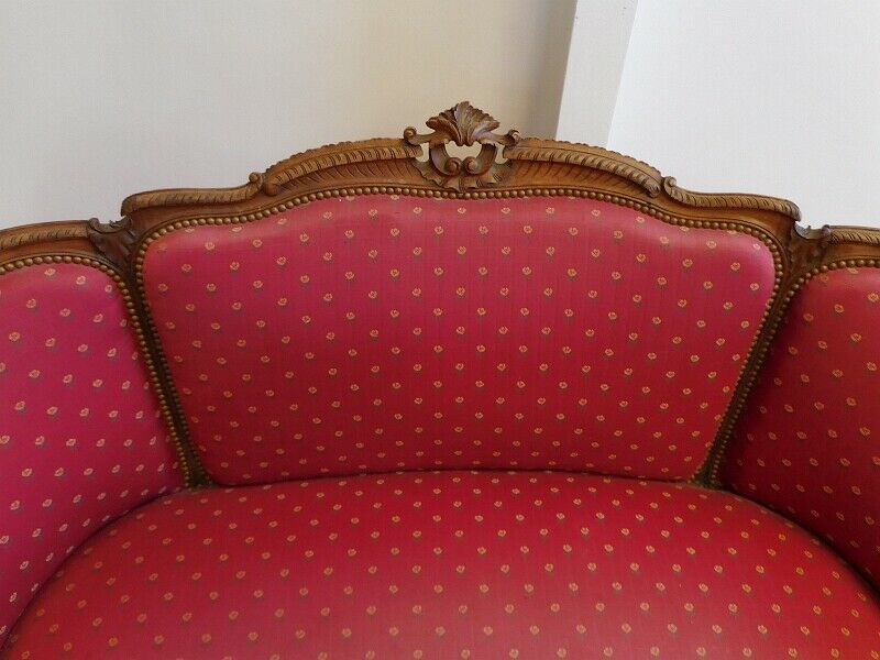 2-seater sofa bench Louis XV walnut from the 19th century
