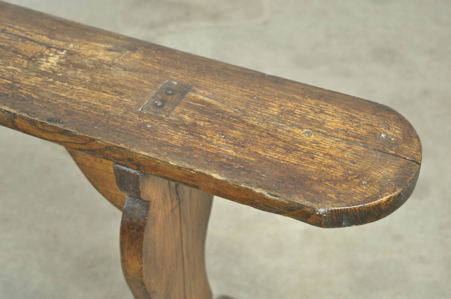 HANDMADE antique wooden French farmhouse bench, 1930s